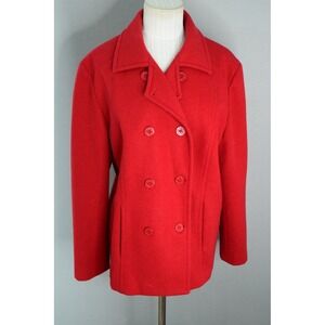 Pendleton Portland Oregon Wool Peacoat Double Breasted Red Jacket Medium